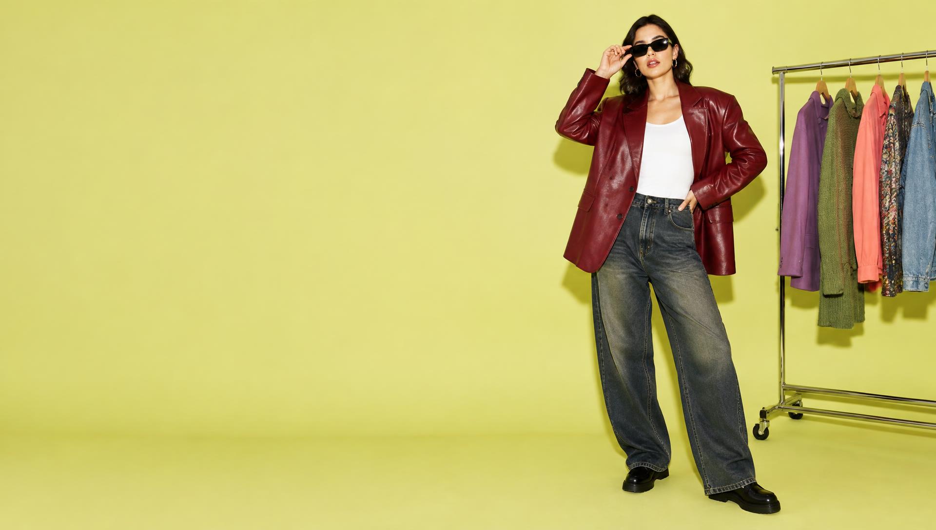 Streetstyle mit Vintage-Lederblazer, Denim und bunten Lieblingsstücken